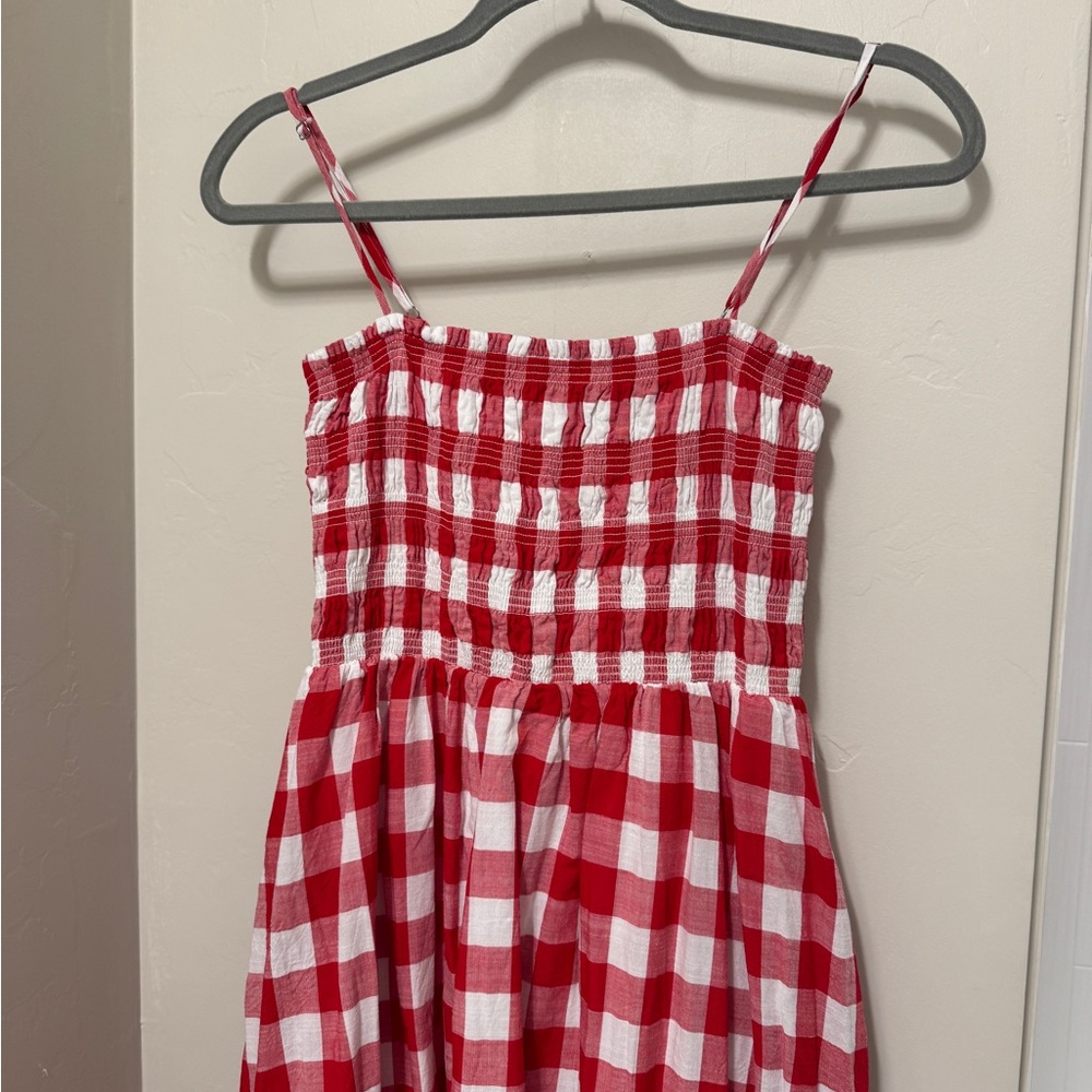 Red and White Gingham Maxi Sundress